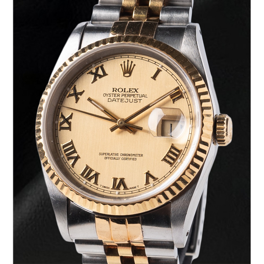 Orologio Rolex Datejust Champagne Roman Dial 36 mm bicolore