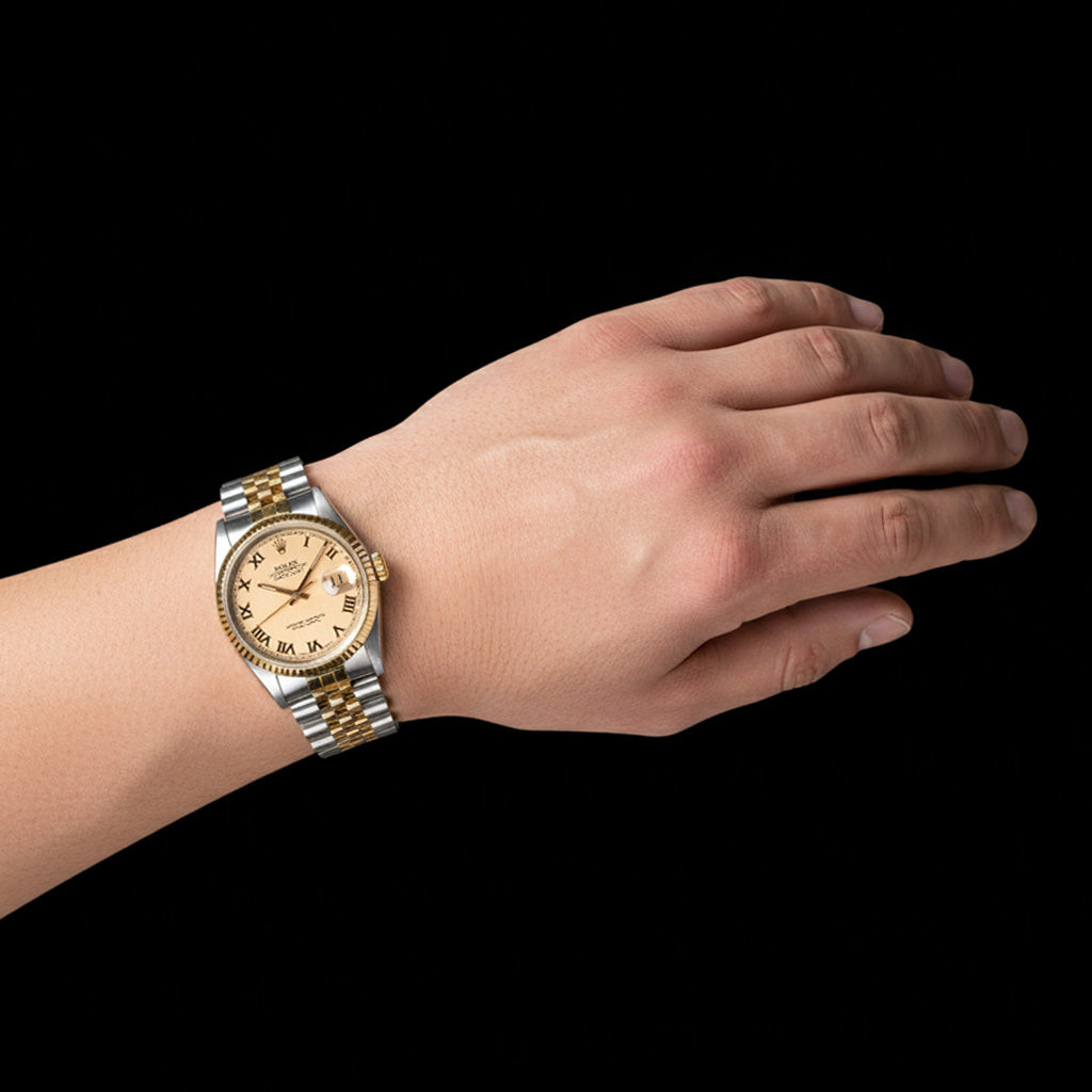 Orologio Rolex Datejust Champagne Roman Dial 36 mm bicolore