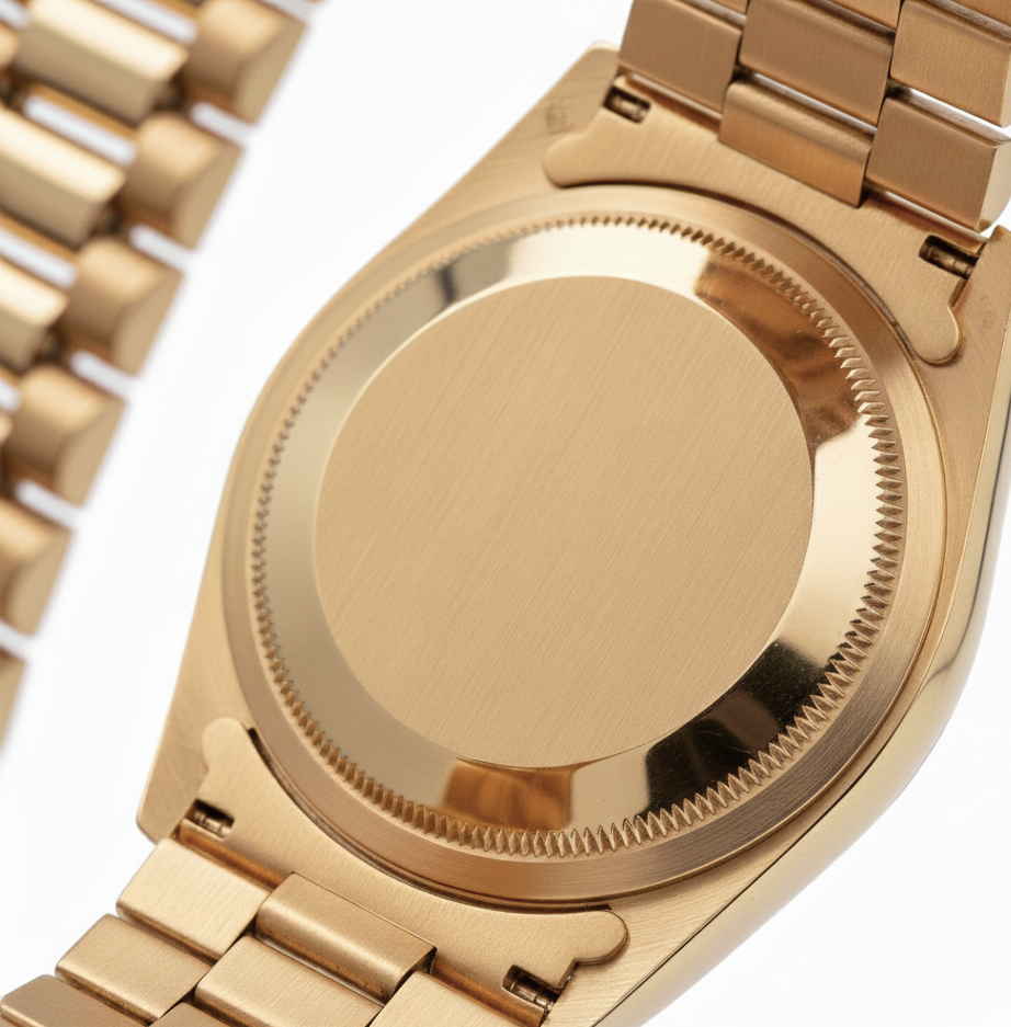 Orologio Rolex Datejust Champagne arazzo quadrante a righe sottili oro presidente