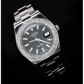 Orologio Rolex Datejust II da uomo con quadrante nero e lunetta personalizzata 