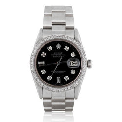 Orologio Rolex Datejust Orologio con quadrante in diamanti neri e bracciale in acciaio inossidabile