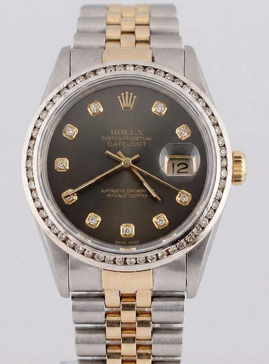 Orologio Rolex Datejust Orologio da uomo con castone a due toni e diamanti
