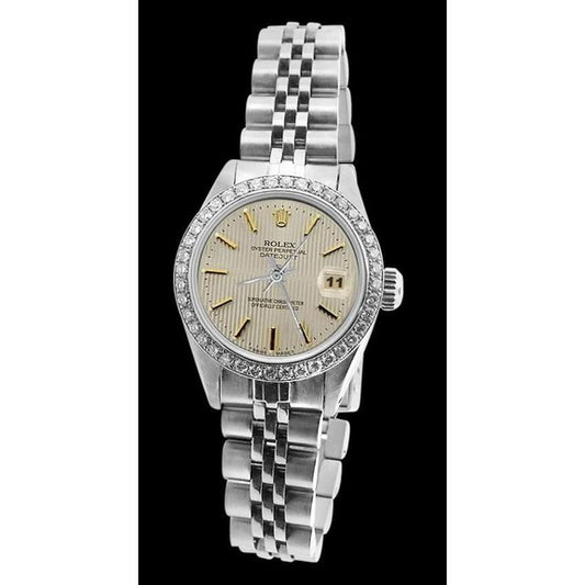 Orologio Rolex Datejust Quadrante Bianco con Diamanti Lunetta Acciaio inossidabile Giubileo