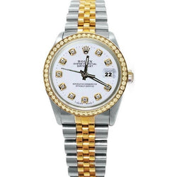 Orologio Rolex Datejust Quadrante Bianco con Diamanti Lunetta Oro Massiccio e Acciaio Inossidabile