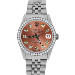 Orologio Rolex Datejust Salmon Diamond Dial Bezel 31mm in acciaio inossidabile