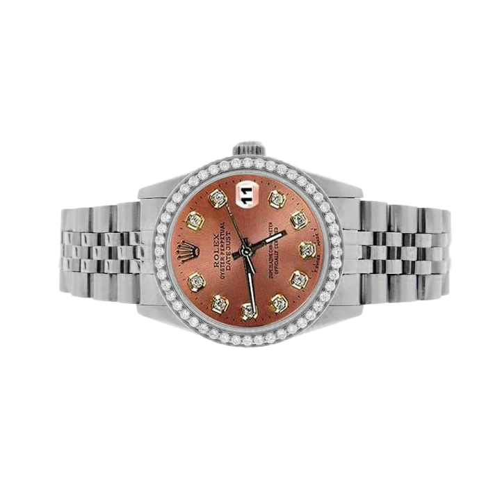 Orologio Rolex Datejust Salmon Diamond Dial Bezel 31mm in acciaio inossidabile