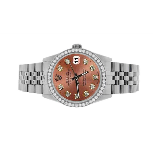 Orologio Rolex Datejust Salmon Diamond Dial Bezel 31mm in acciaio inossidabile