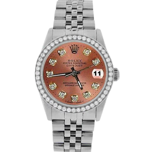 Orologio Rolex Datejust Salmon Diamond Dial Bezel 31mm in acciaio inossidabile