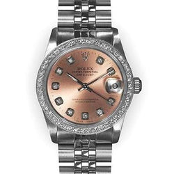 Orologio Rolex Datejust acciaio inossidabile quadrante rosa Di medie dimensioni Rolex quadrante rosa in acciaio