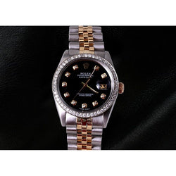Orologio Rolex Datejust bicolore Bracciale giubileo Quadrante con diamanti neri Rolex