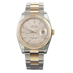Orologio Rolex Datejust bicolore da uomo in oro giallo con regolazione rapida