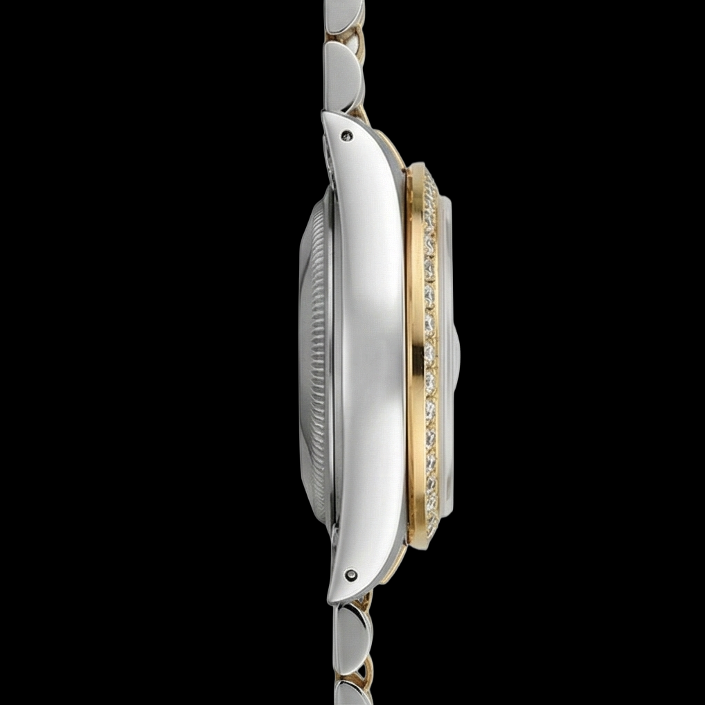 Orologio Rolex Datejust con bracciale in acciaio inossidabile e oro arabo champagne