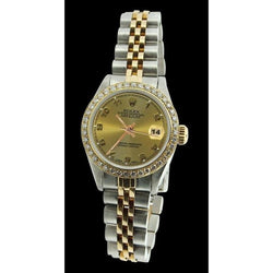 Orologio Rolex Datejust con bracciale in acciaio inossidabile e oro arabo champagne