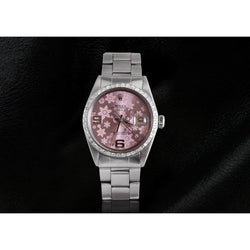 Orologio Rolex Datejust con quadrante a forma di fiore rosa e lunetta in diamanti in acciaio inossidabile IMPOSTAZIONE RAPIDA
