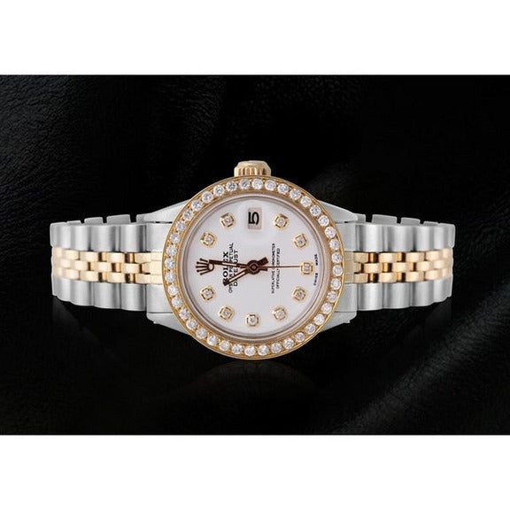 Orologio Rolex Datejust con quadrante bianco e diamanti