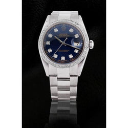 Orologio Rolex Datejust con quadrante blu e diamanti, cinturino ostrica acciaio inossidabile IMPOSTAZIONE RAPIDA