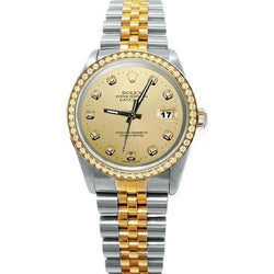 Orologio Rolex Datejust con quadrante color champagne e lunetta in oro e acciaio IMPOSTAZIONE RAPIDA