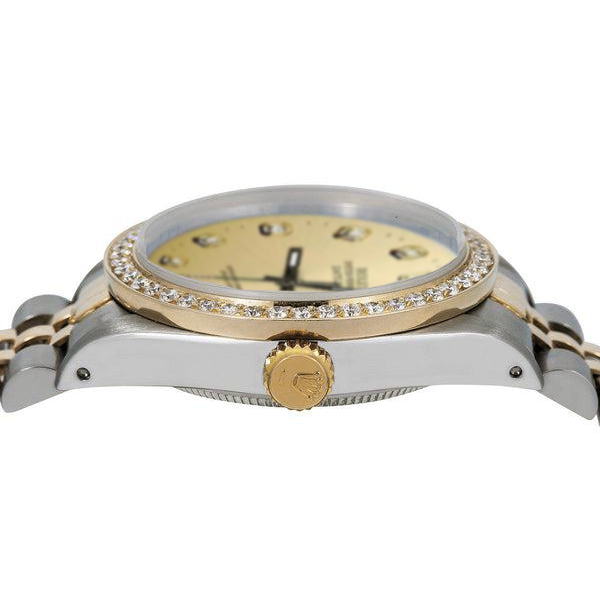 Orologio Rolex Datejust con quadrante color champagne e lunetta in oro e acciaio IMPOSTAZIONE RAPIDA