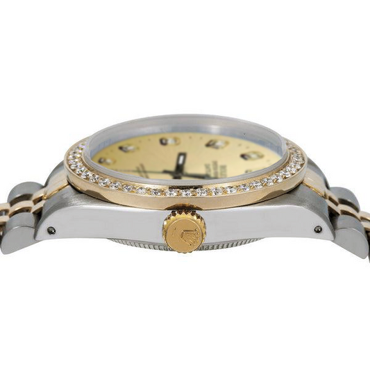 Orologio Rolex Datejust con quadrante color champagne e lunetta in oro e acciaio IMPOSTAZIONE RAPIDA