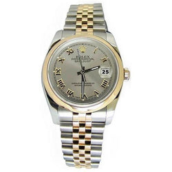 Orologio Rolex Datejust con quadrante grigio romano e lunetta liscia bicolore giubileo IMPOSTAZIONE RAPIDA