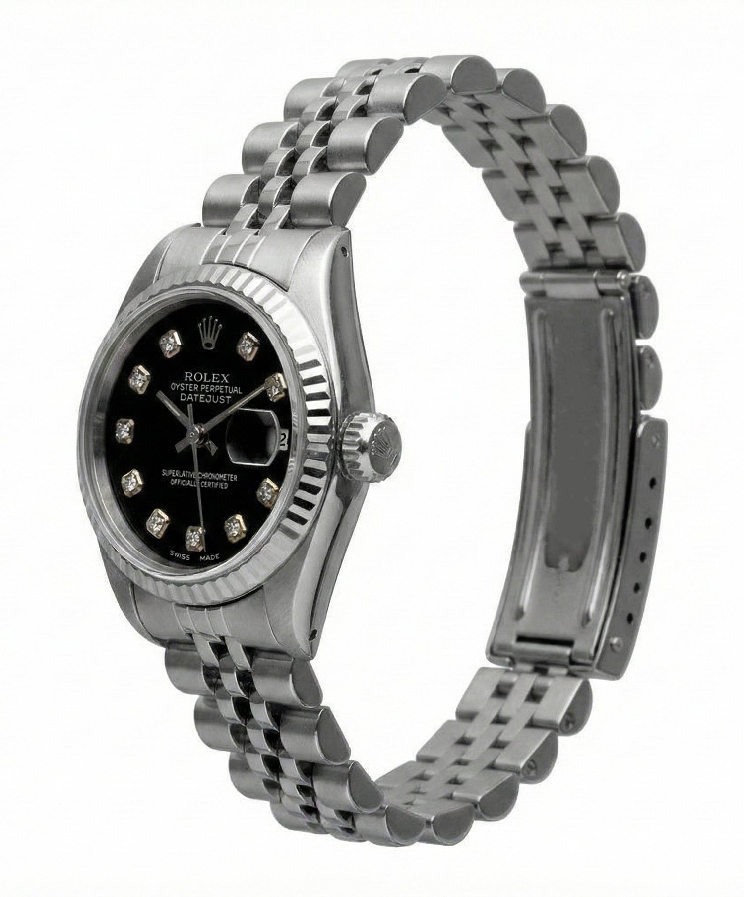 Orologio Rolex Datejust con quadrante in diamanti e bracciale giubileo in acciaio inossidabile
