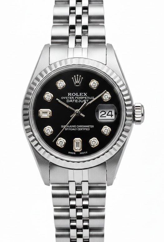 Orologio Rolex Datejust con quadrante in diamanti e bracciale giubileo in acciaio inossidabile