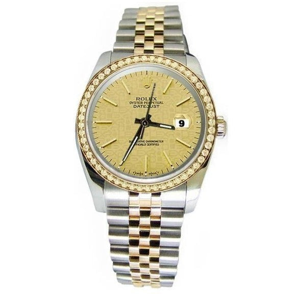 Orologio Rolex Datejust con quadrante incastonato e lunetta in diamanti