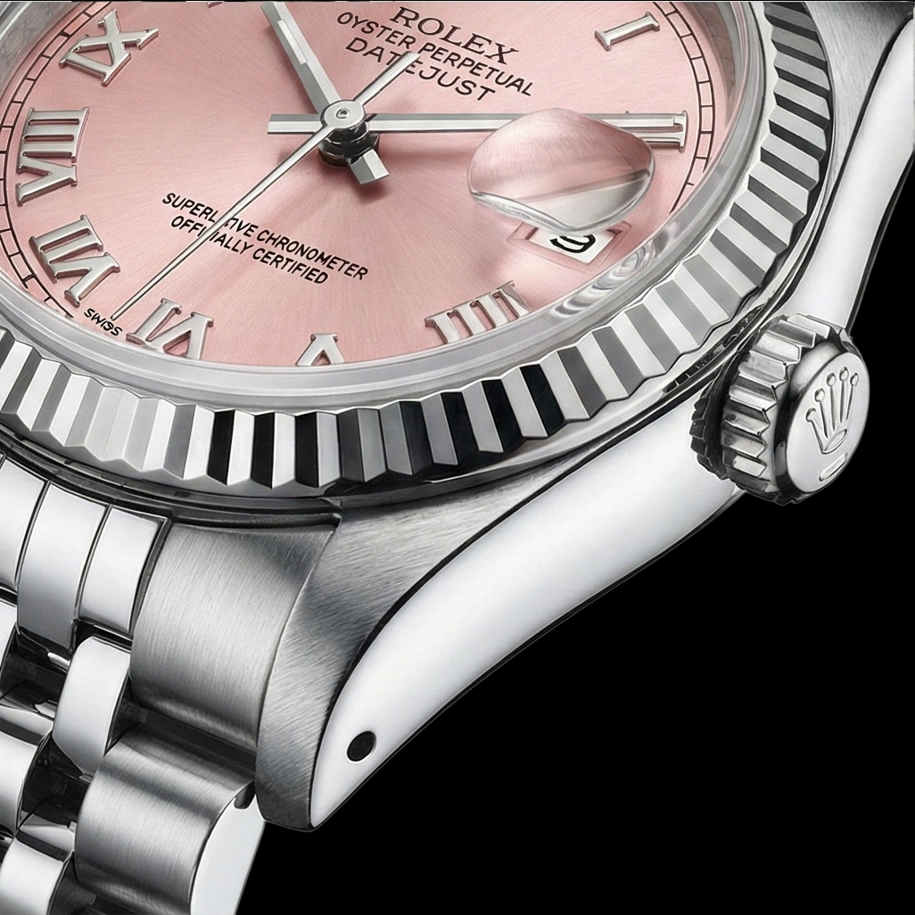 Orologio Rolex Datejust con quadrante romano rosa e bracciale giubileo in acciaio inossidabile