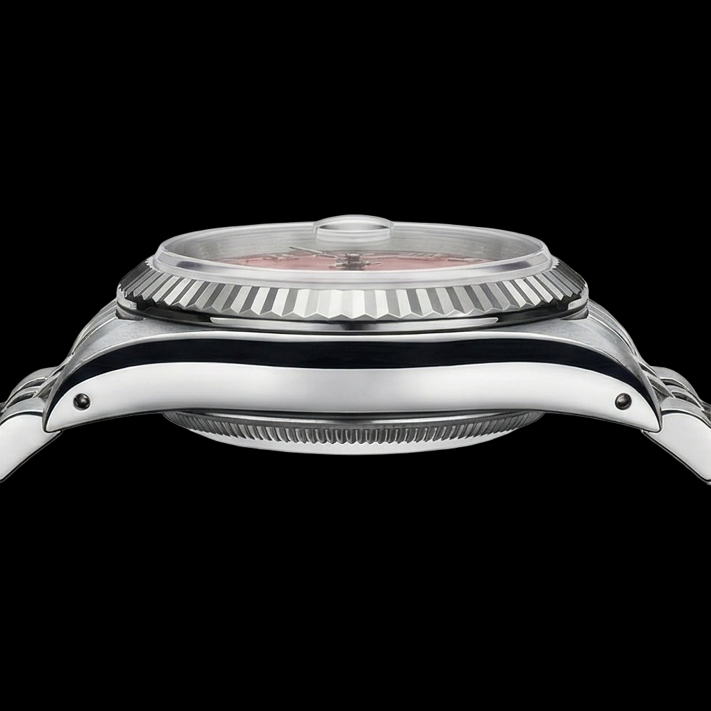 Orologio Rolex Datejust con quadrante romano rosa e bracciale giubileo in acciaio inossidabile