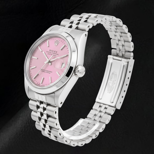 Orologio Rolex Datejust da donna, 26 mm, quadrante rosa a bastoncino, in acciaio inossidabile