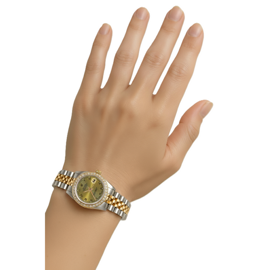 Orologio Rolex Datejust da donna con quadrante arabo e oro giallo