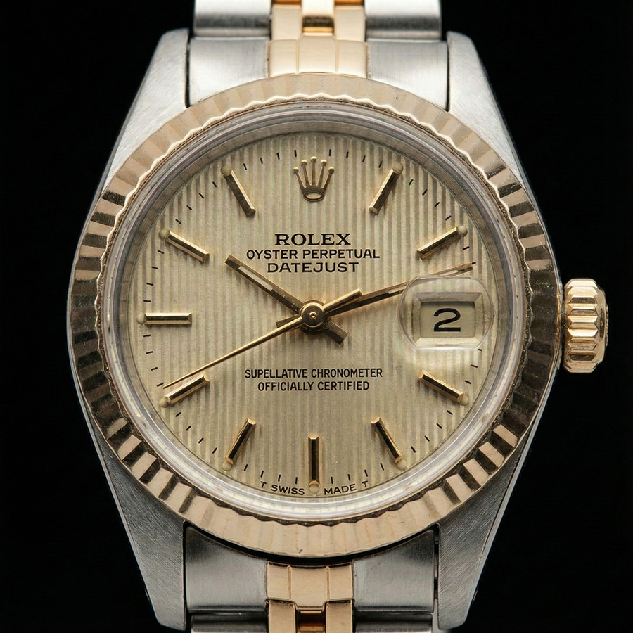 Orologio Rolex Datejust da donna con quadrante bicolore e bracciale giubileo