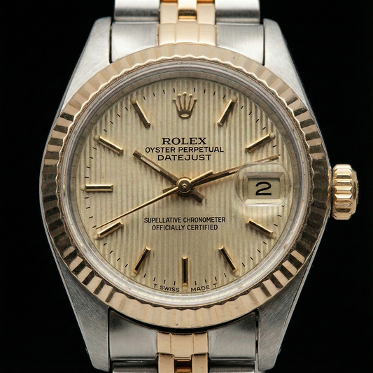 Orologio Rolex Datejust da donna con quadrante bicolore e bracciale giubileo