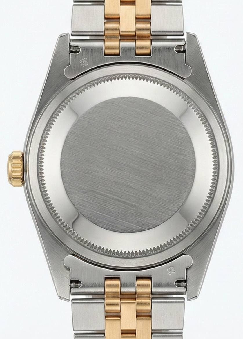 Orologio Rolex Datejust da donna in acciaio inossidabile e bracciale in oro con quadrante rosa con numeri romani