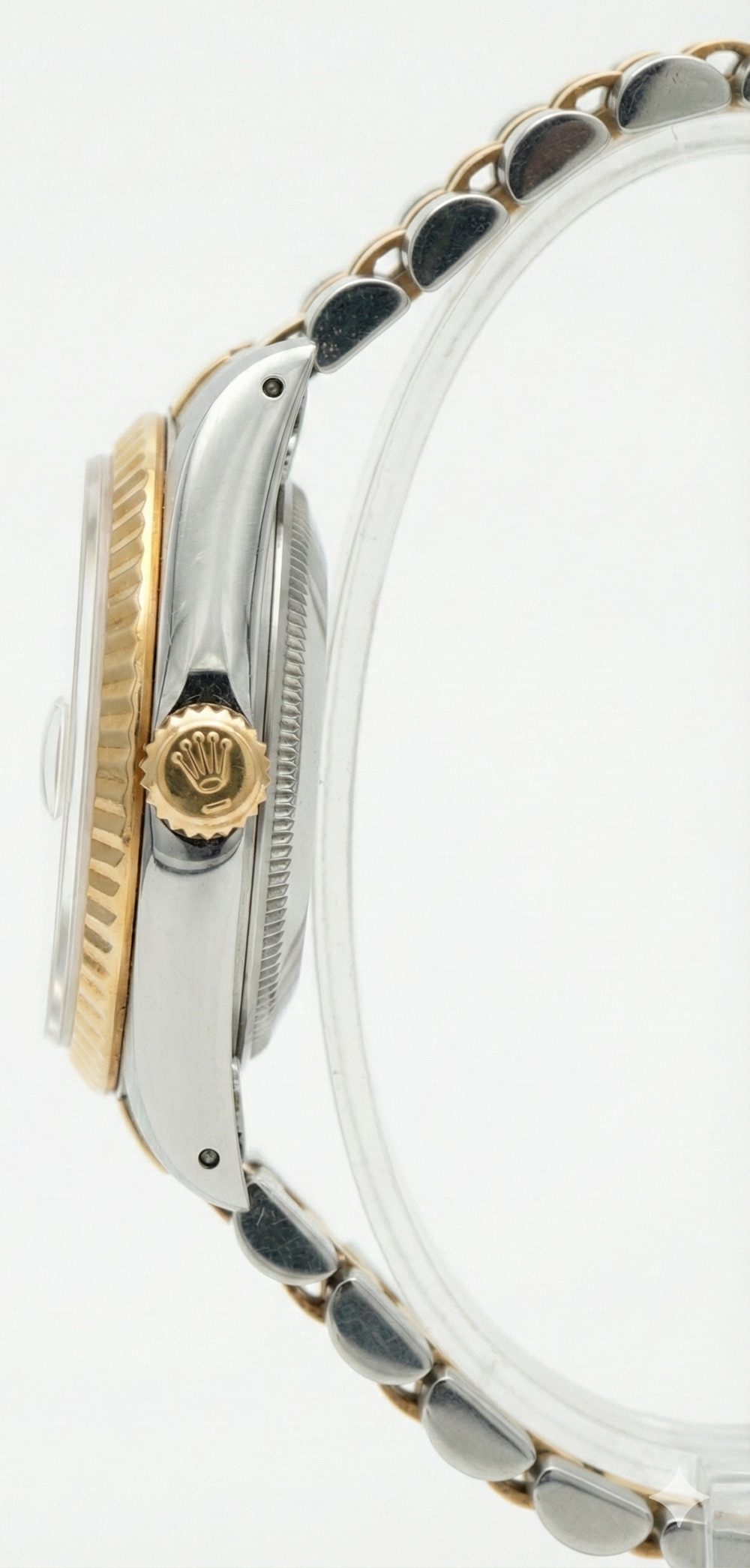 Orologio Rolex Datejust da donna in acciaio inossidabile e bracciale in oro con quadrante rosa con numeri romani