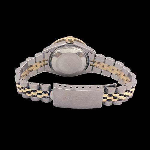 Orologio Rolex Datejust da donna in acciaio inossidabile e oro con quadrante in diamanti e lunetta incastonata