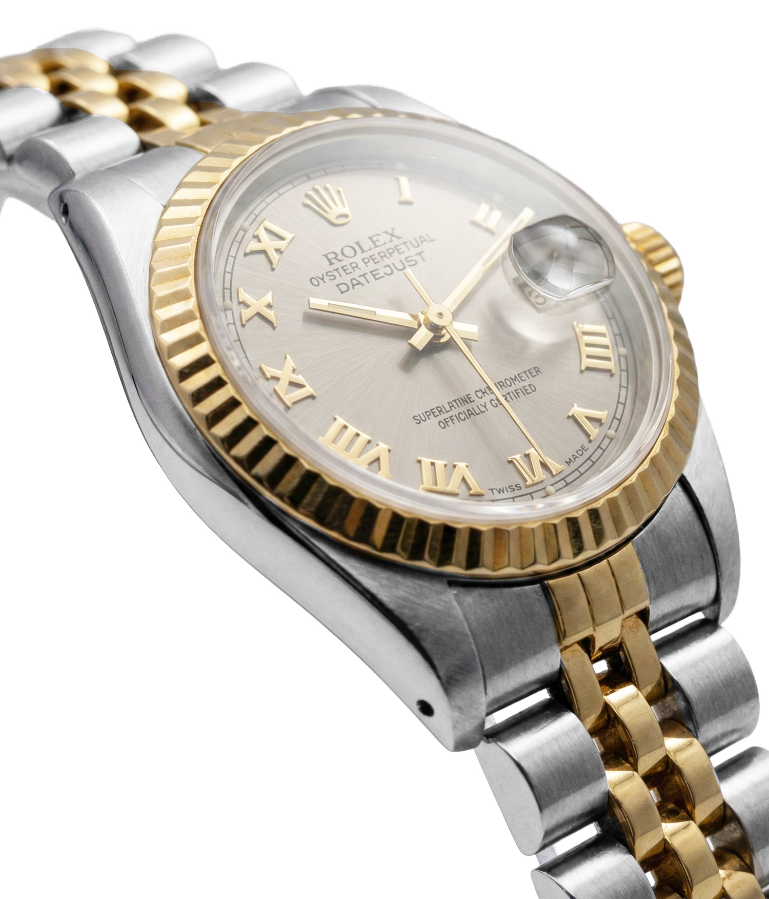 Orologio Rolex Datejust da donna, quadrante romano bicolore grigio