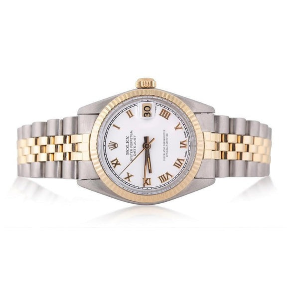 Orologio Rolex Datejust da uomo con quadrante romano, lunetta scanalata