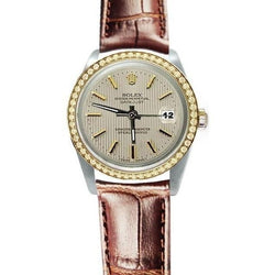 Orologio Rolex Datejust da uomo molto raffinato, con lunetta in pelle e cinturino in acciaio inossidabile e oro, IMPOSTAZIONE RAPIDA
