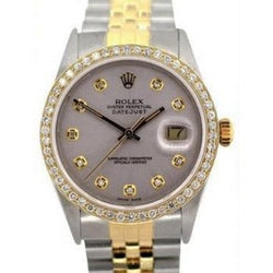 Orologio Rolex Datejust di medie dimensioni 31 mm bianco madreperla quadrante diamanti lunetta diamanti bracciale giubileo acciaio inossidabile e oro