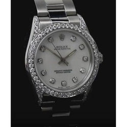 Orologio Rolex Datejust di medie dimensioni Bracciale ostrica con lunetta di diamanti personalizzata Acciaio inossidabile