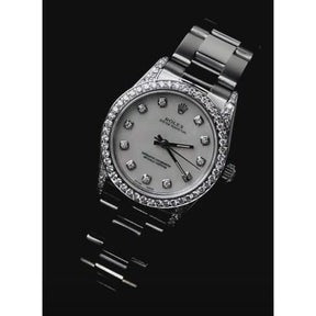 Orologio Rolex Datejust di medie dimensioni Bracciale ostrica con lunetta di diamanti personalizzata