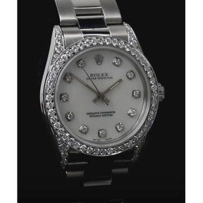 Orologio Rolex Datejust di medie dimensioni Bracciale ostrica con lunetta di diamanti personalizzata
