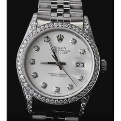 Orologio Rolex Datejust di medie dimensioni con lunetta e quadrante con diamanti personalizzati in acciaio inossidabile