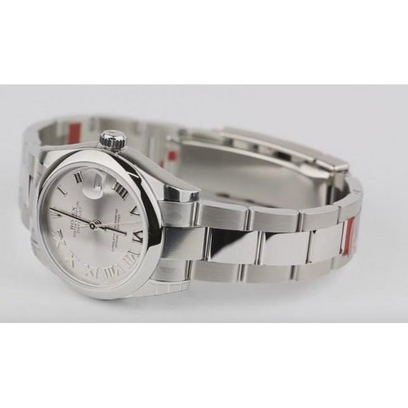 Orologio Rolex Datejust di medie dimensioni con quadrante romano bianco 