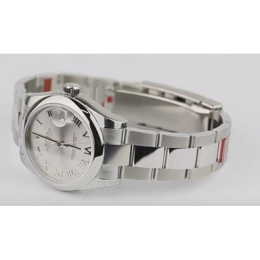 Orologio Rolex Datejust di medie dimensioni con quadrante romano bianco 