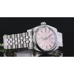 Orologio Rolex Datejust di medie dimensioni con quadrante rosa
