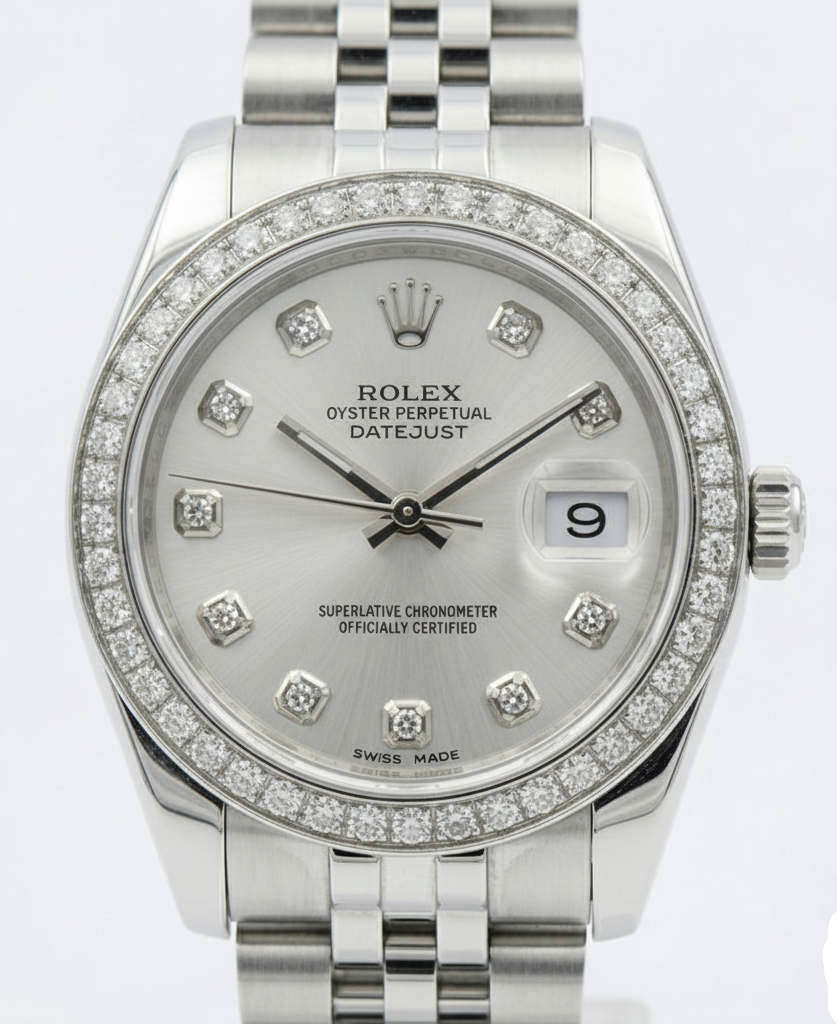 Orologio Rolex Datejust di medie dimensioni da 31 mm Orologio personalizzato con quadrante con diamanti Bracciale giubileo acciaio inossidabile