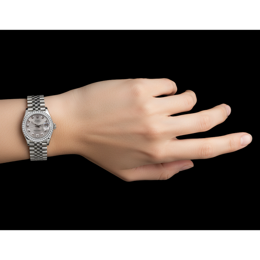 Orologio Rolex Datejust di medie dimensioni da 31 mm Orologio personalizzato con quadrante con diamanti Bracciale giubileo acciaio inossidabile P2