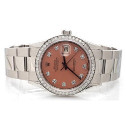 Orologio Rolex Datejust in acciaio inossidabile con cinturino ostrica e quadrante con lunetta di diamanti IMPOSTAZIONE RAPIDA